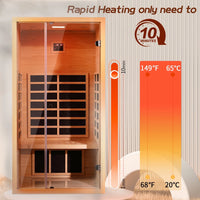 1 Person Extendable FAR Infrared Sauna for Home, Hemlock Wood Low EMF 6 Carbon Heaters Indoor Saunas with LED Lights, Bluetooth Speaker, Digital Control Panel, and Seating Bench — product view 7